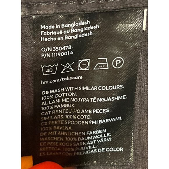 H&M Mens Black Corduroy Carpenter Pants Size 32 With Multiple Pockets & Belt Loo - Picture 10 of 10